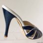 NEW Authentic MARCHEZ VOUS Mena Sandals, Navy Cork/White Nappa (Sizes 8  & 9 )