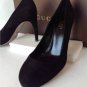 NEW Authentic GUCCI Goldie Black Suede Round Toe Platform Pumps (Size 37.5)