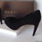 NEW Authentic GUCCI Goldie Black Suede Round Toe Platform Pumps (Size 37.5)