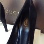 NEW Authentic GUCCI Goldie Black Suede Round Toe Platform Pumps (Size 37.5)