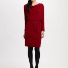New Authentic Josie Natori Red Isla Long Sleeve Jersey Dress (Small) - MSRP $395
