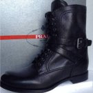 NEW PRADA Lace-Up Hidden Wedge Black Combat Boots (Size 40) - MSRP $1,110.00!
