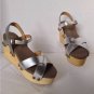 NEW FLOGG Piper Wedge Platform Sandals in Silver