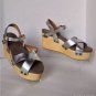 NEW FLOGG Piper Wedge Platform Sandals in Silver