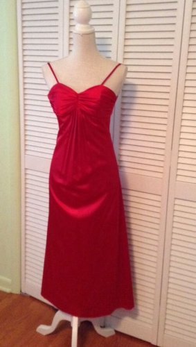NEW C.W. Designs Elegant Red Satin Dress Beautiful (Size L) - MSRP $300.00!