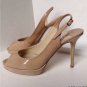 NEW Authentic JIMMY CHOO Nova Patent Leather Peep-Toe Slingback Pump  (Size 38)