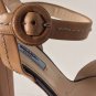 NEW Authentic PRADA Bicolor Leather Cork Platform Sandals - White (Size 37.5)