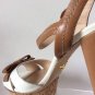 NEW Authentic PRADA Bicolor Leather Cork Platform Sandals - White (Size 37.5)