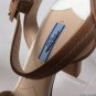 NEW Authentic PRADA Bicolor Leather Cork Platform Sandals - White (Size 37.5)