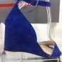 NEW Authentic PRADA Blue Suede Ankle-Strap Wedge Sandal (Size 35) - MSRP $590.00
