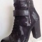 NEW Authentic PRADA Black & Camo Leather & Nylon Heeled Combat Boots (Size 37.5)