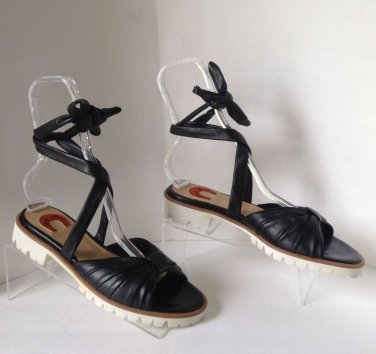NEW May Rose VIBRAM White Lug Soles w/Soft Black Leather Sandals (Size 9.5)