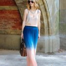 NEW Authentic CYNTHIA ROWLEY New York Blue & Peach Ombre Pleated Skirt