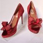 NEE Authentic VALENTINO Coutour Bow Lace Platform Pumps in Red (Size 39.5)