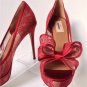 NEE Authentic VALENTINO Coutour Bow Lace Platform Pumps in Red (Size 39.5)
