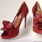 NEE Authentic VALENTINO Coutour Bow Lace Platform Pumps in Red (Size 39.5)