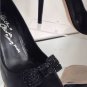 NEW Authentic ALICE + OLIVIA Dahlia Black Leather Pumps (Size 37.5) - MSRP $345
