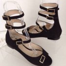 NEW Authentic CHLOE Peep-Toe Strappy Sandals in Black Suede (Size 38)-MSRP $840