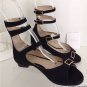 NEW Authentic CHLOE Peep-Toe Strappy Sandals in Black Suede (Size 38)-MSRP $840