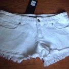 NEW Billabong White Eyelet Front Detail Raw Hem Jean Shorts (Size 28) Retail $56