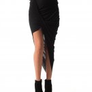 NWT Helmut Lang Black Asymetrical Wrap Skirt Kinetic Jersey ( SzM) )MSRP $195.00
