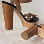 NEW Authentic PRADA Bicolor Leather Cork Platform Sandals - Black (Size 37.5) -