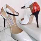 NEW Authentic JIMMY CHOO "Mystic" Mixed Media & Gloss Elaphe Pumps (Size 37)