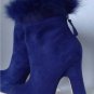 NEW Authentic ALICE + OLIVIA Cobalt Reyna Rabbit Fur-Trimmed Platform Ankle Boot