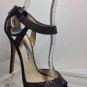 NEW Authentic JIMMY CHOO Lancer Crystal-Embellished Suede Sandals (Size 37)