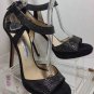 NEW Authentic JIMMY CHOO Lancer Crystal-Embellished Suede Sandals (Size 37)