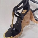 NEW DV by DOLCE VITA Black Leather Wedge Tremor Sandals