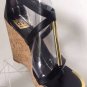 NEW DV by DOLCE VITA Black Leather Wedge Tremor Sandals