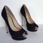 BRIAN ATWOOD "Florencia" Black Suede & Snakeskin Platform Pump (Size 38.5 / 8)