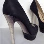 BRIAN ATWOOD "Florencia" Black Suede & Snakeskin Platform Pump (Size 38.5 / 8)