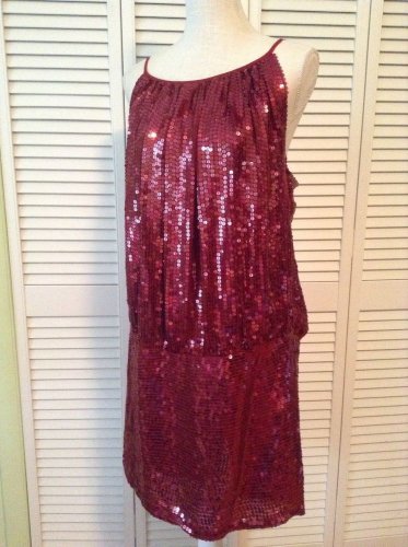 NEW Issue New York 100% Silk Sequin Dress in Wine (Size Medium) - MSRP $325.00!