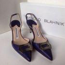 NEW Authentic MANOLO BLAHNIK  Trepida Leather Slingbacks size 35) - MSRP $625.00