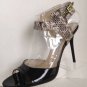 NEW JIMMY CHOO "Marcia" Black Patent Leather Snakeskin Sandal (Size 39.5) - $750