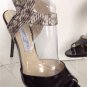 NEW JIMMY CHOO "Marcia" Black Patent Leather Snakeskin Sandal (Size 39.5) - $750