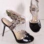 NEW JIMMY CHOO "Marcia" Black Patent Leather Snakeskin Sandal (Size 39.5) - $750
