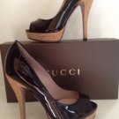 NEW Authentic GUCCI Lisbeth Patent Leather Peep-Toe Pumps (Size 36.5)