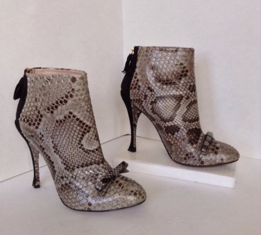 NEW Authentic Nina Ricci Animal Python Ankle Bootie (Size 38.5)-MSRP $1,360.00!