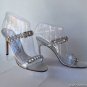 NEW Authentic MANOLO BLAHNIK Silver Dallifac Rhinestone Strap Sandal (Size 35.5)