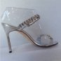 NEW Authentic MANOLO BLAHNIK Silver Dallifac Rhinestone Strap Sandal (Size 35.5)