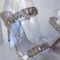 NEW Authentic MANOLO BLAHNIK Silver Dallifac Rhinestone Strap Sandal (Size 35.5)
