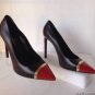 NEW Authentic SAINT LAURENT Paris Cap Toe Pump, Black/Red (Size 39) - MSRP $735