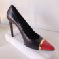 NEW Authentic SAINT LAURENT Paris Cap Toe Pump, Black/Red (Size 39) - MSRP $735