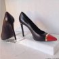 NEW Authentic SAINT LAURENT Paris Cap Toe Pump, Black/Red (Size 39) - MSRP $735