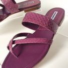 NEW MANOLO BLAHNIK Susa Snakeskin Flat Thong Sandals in Purple (Size 37) - MSRP