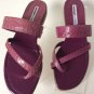 NEW MANOLO BLAHNIK Susa Snakeskin Flat Thong Sandals in Purple (Size 37) - MSRP