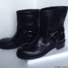 NEW JIMMY CHOO Dixi Shiny Calfskin Low Moto Boot, Black (Size 37) - MSRP $1,195